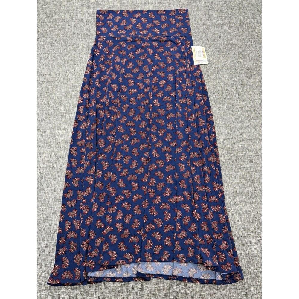 Lularoe NWT Maxi Skirt Blue with Pink and White Flowers Sz Large